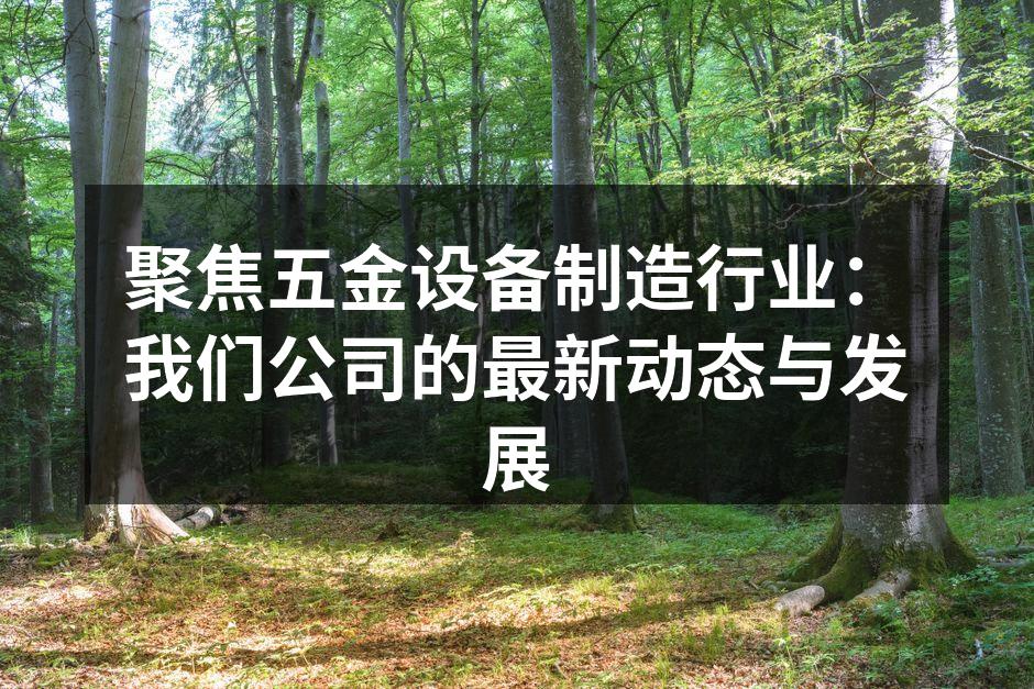聚焦五金设备制造行业：我们公司的最新动态与发展